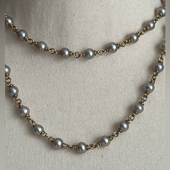 Michael Dawkins Gray Pearl Sterling 925 Long Necklace 36” Toggle Gold Clad - Picture 7 of 11